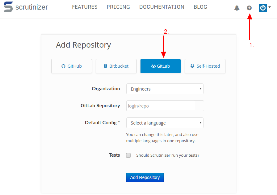 Scrutinizer Add Gitlab Repository